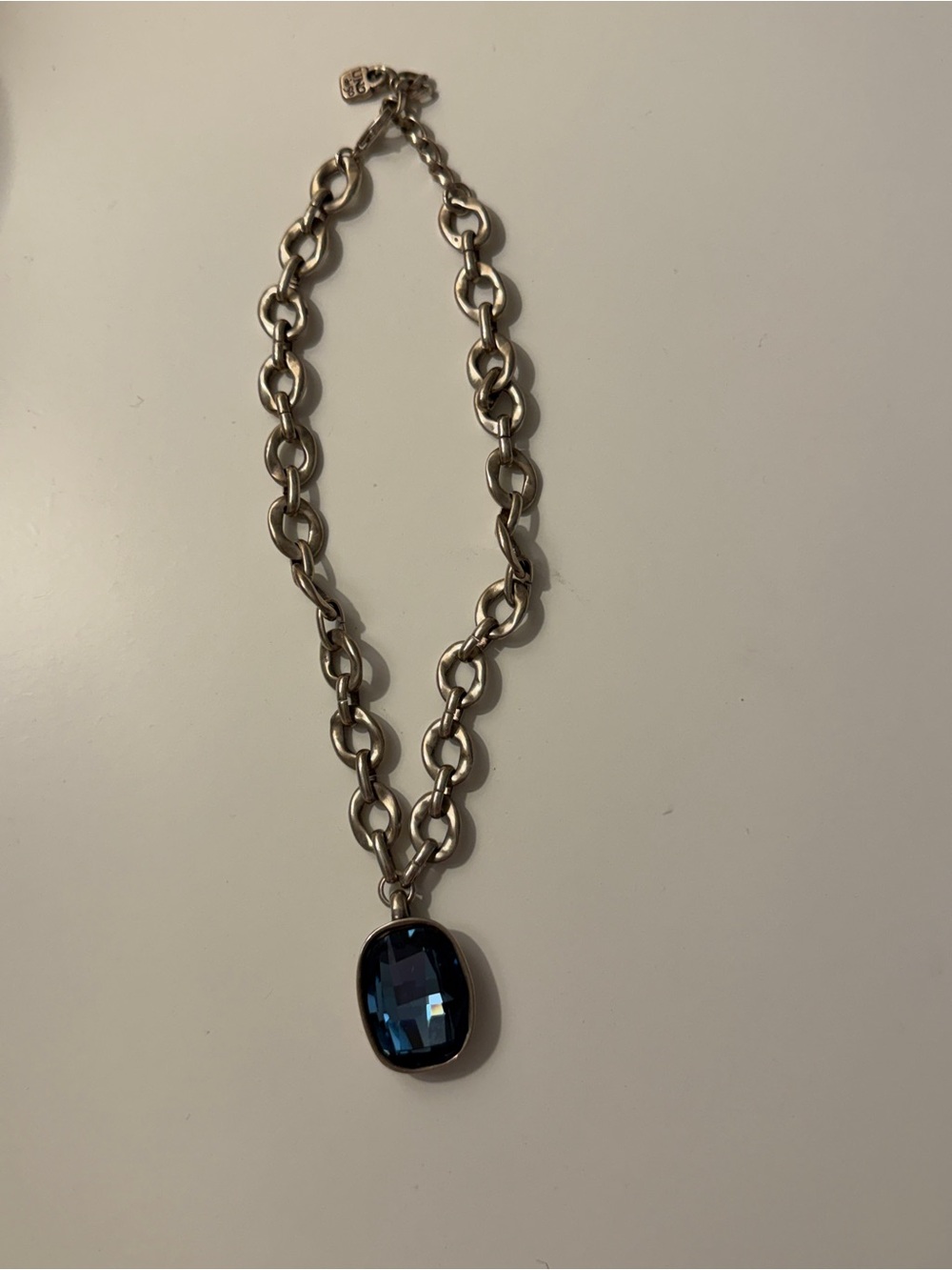 UNO de 50 Silver Chain Necklace with Deep Blue Pendant